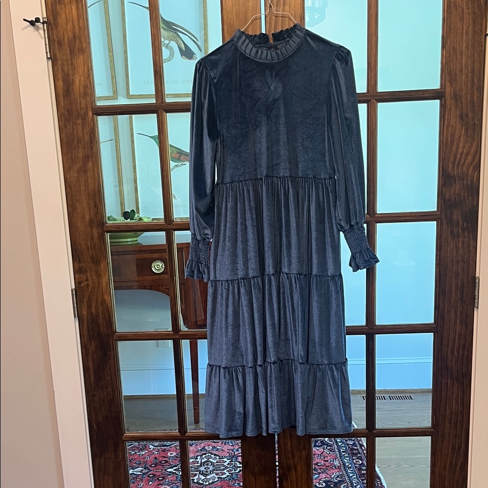 Chic Long Sleeve Navy Dress